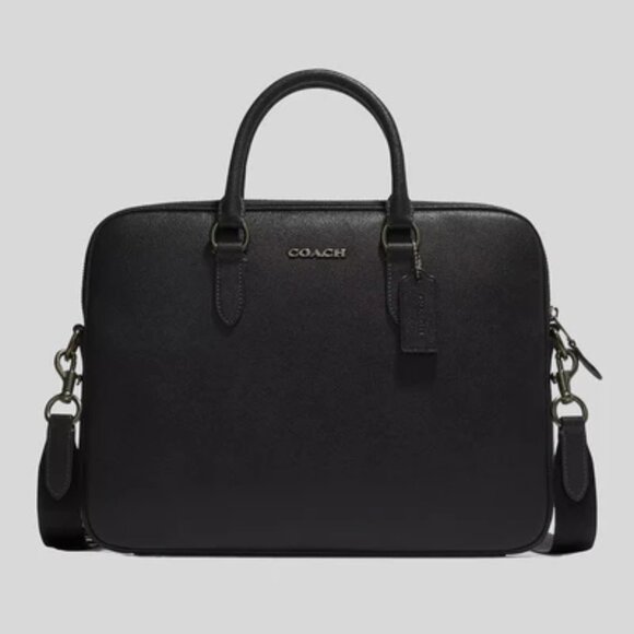 NWT ✅ COACH Liam Compact Brief Crossgrain Leather Black #CJ652 ⭐ NWT - Picture 1 of 16
